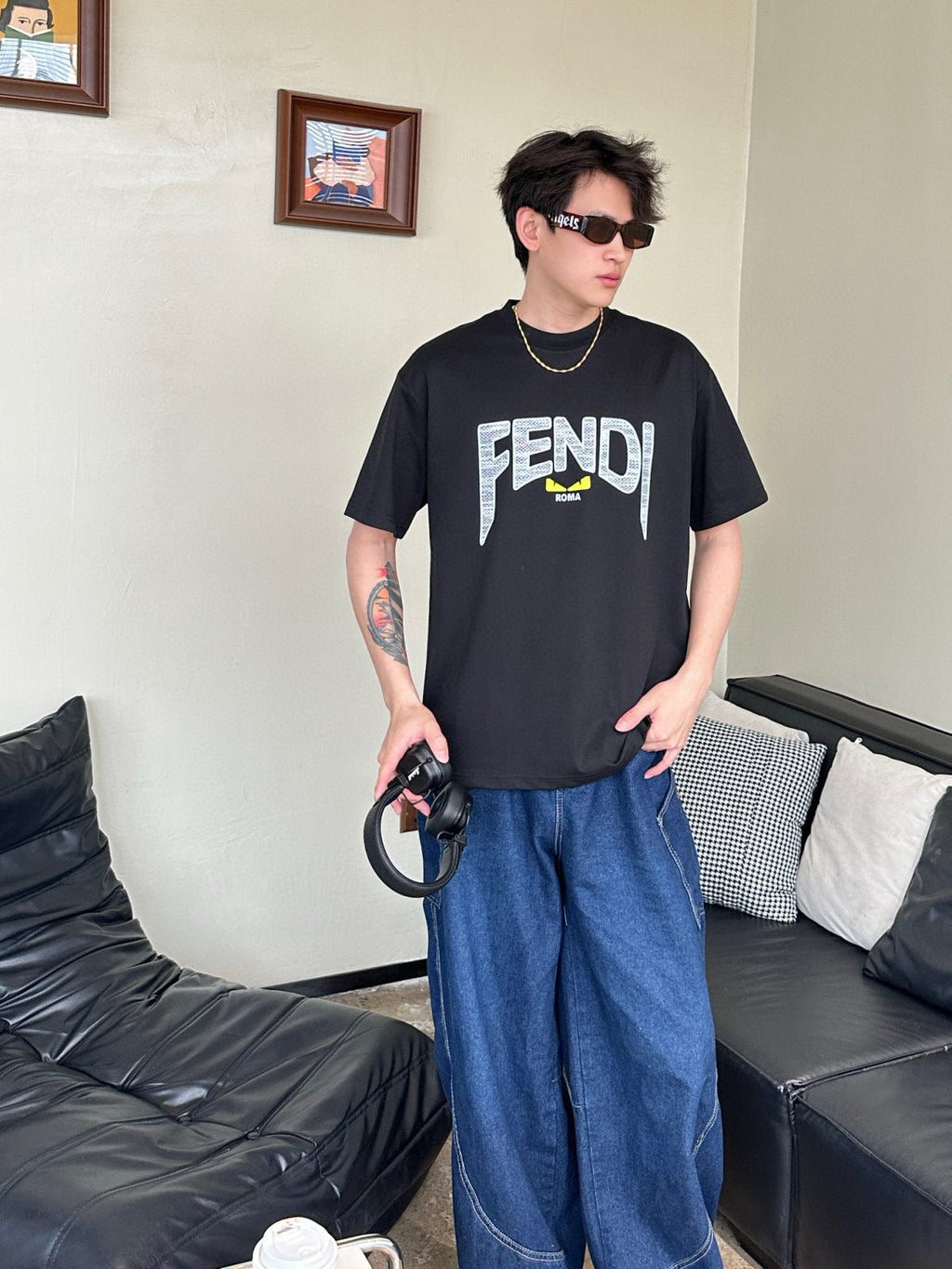 Fend 25ss men womens print t-shirt