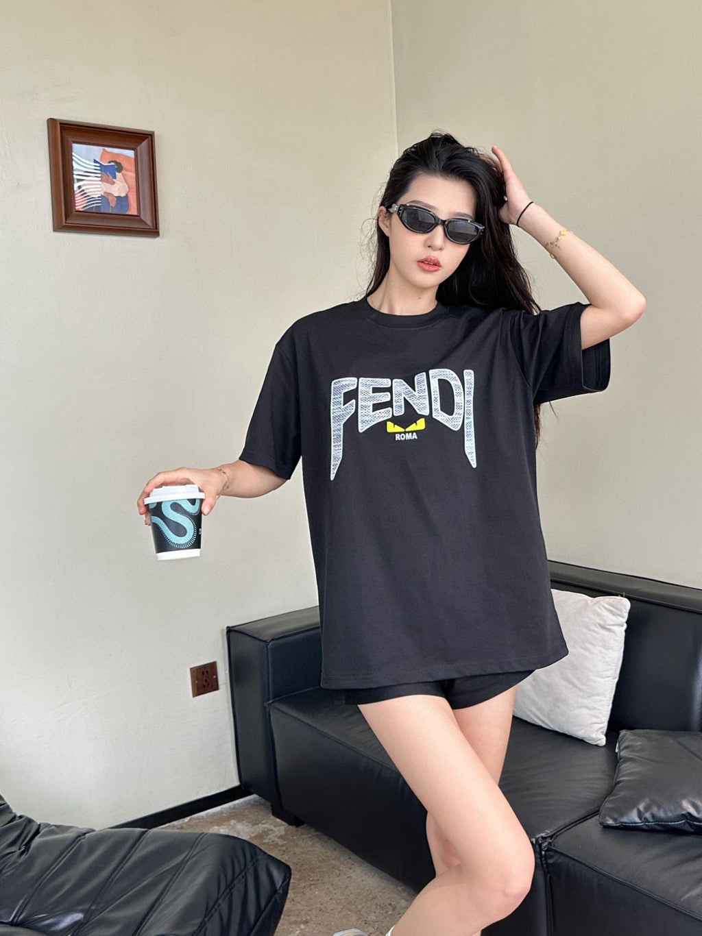 Fend 25ss men womens print t-shirt