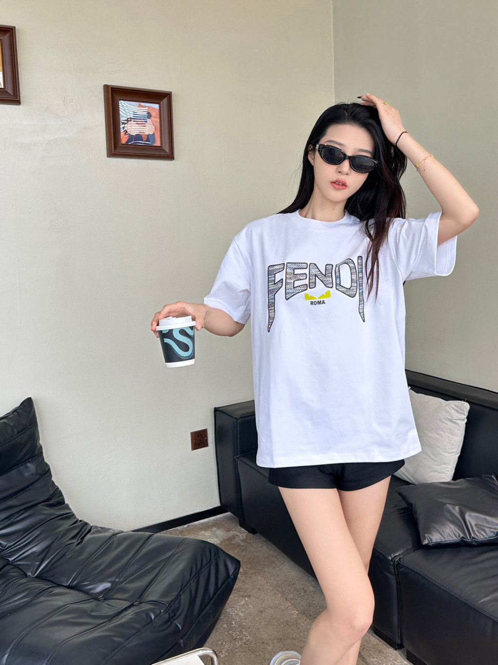 Fend 25ss men womens print t-shirt