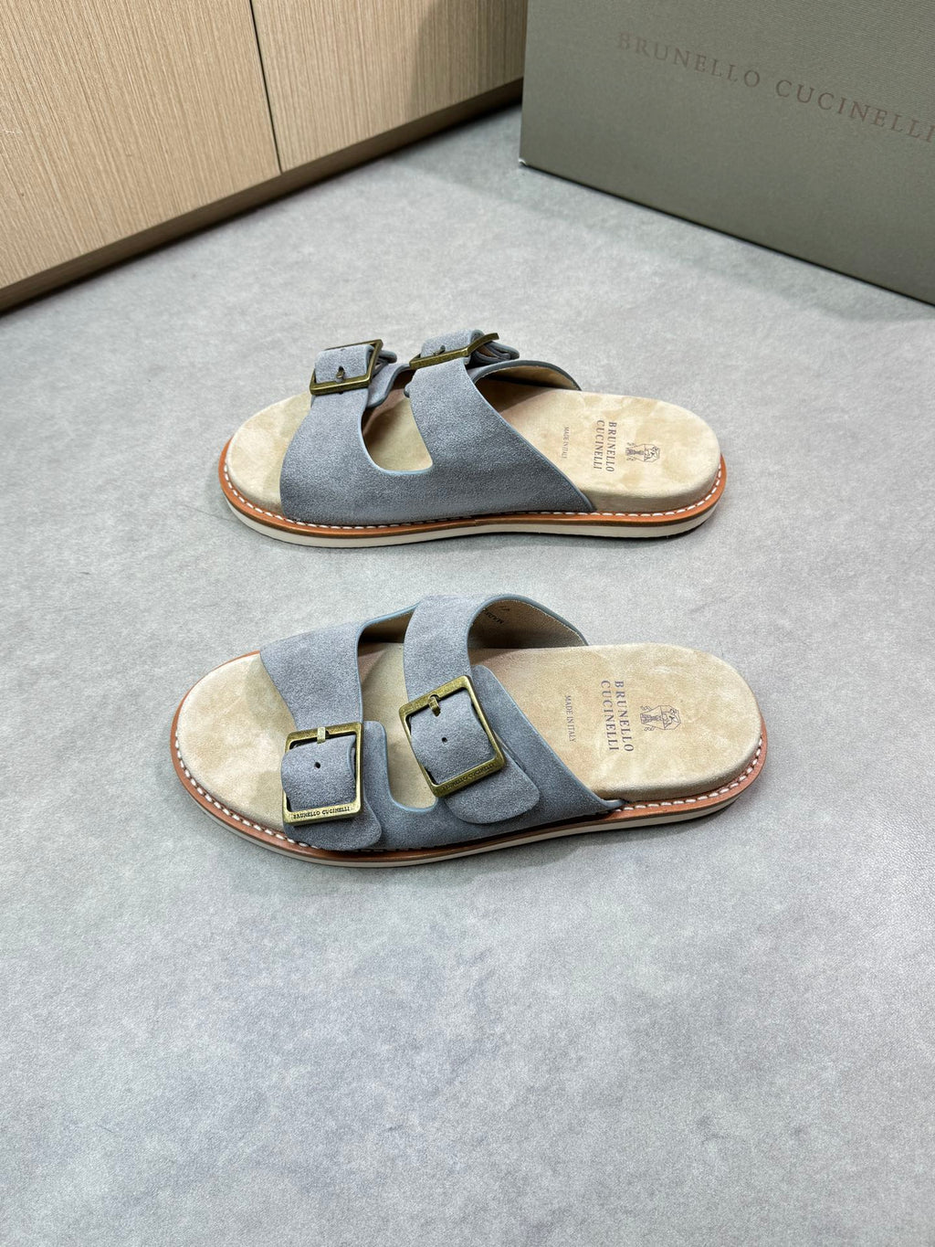 brunello 25ss leather slippers