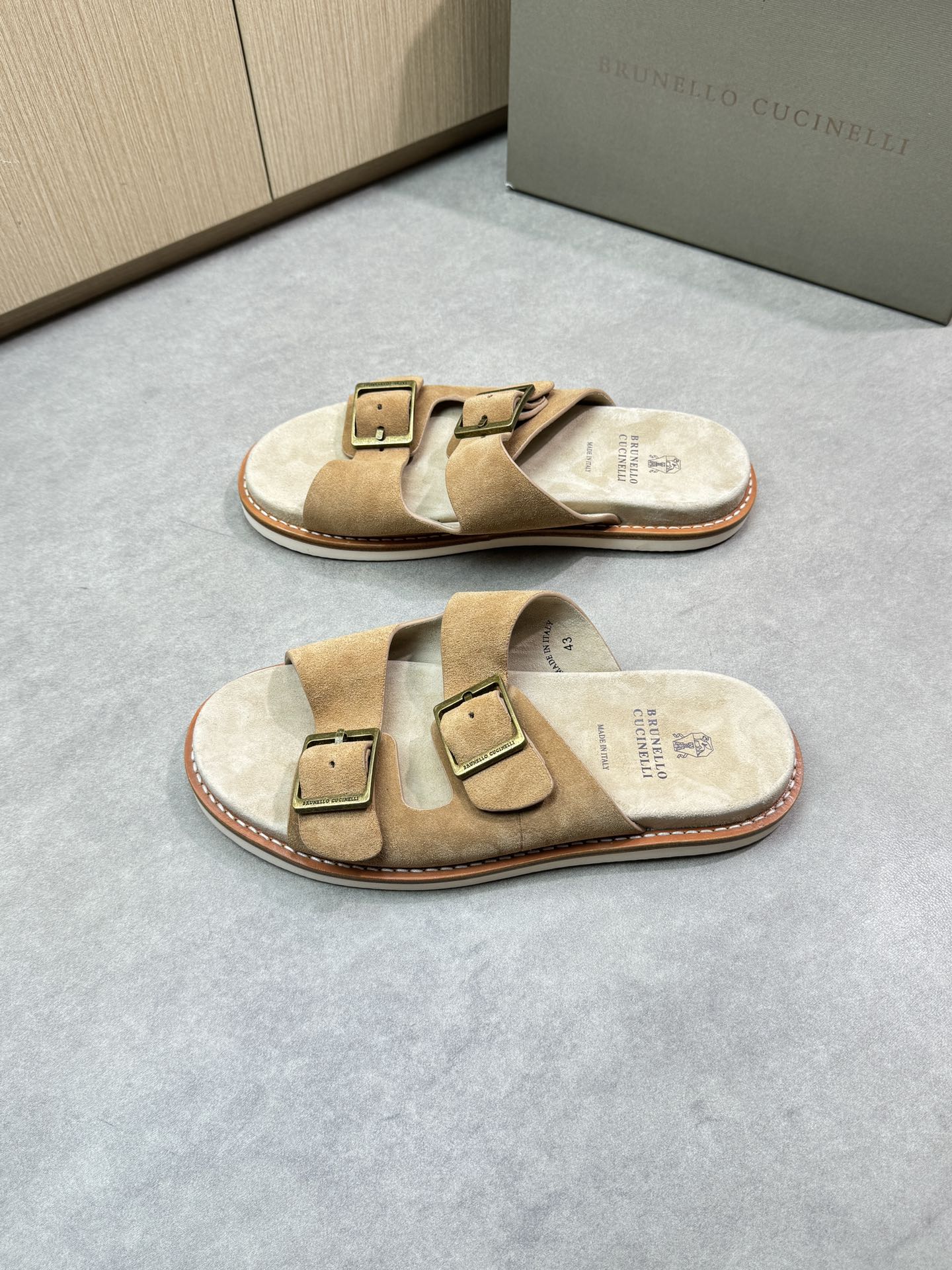 brunello 25ss leather slippers