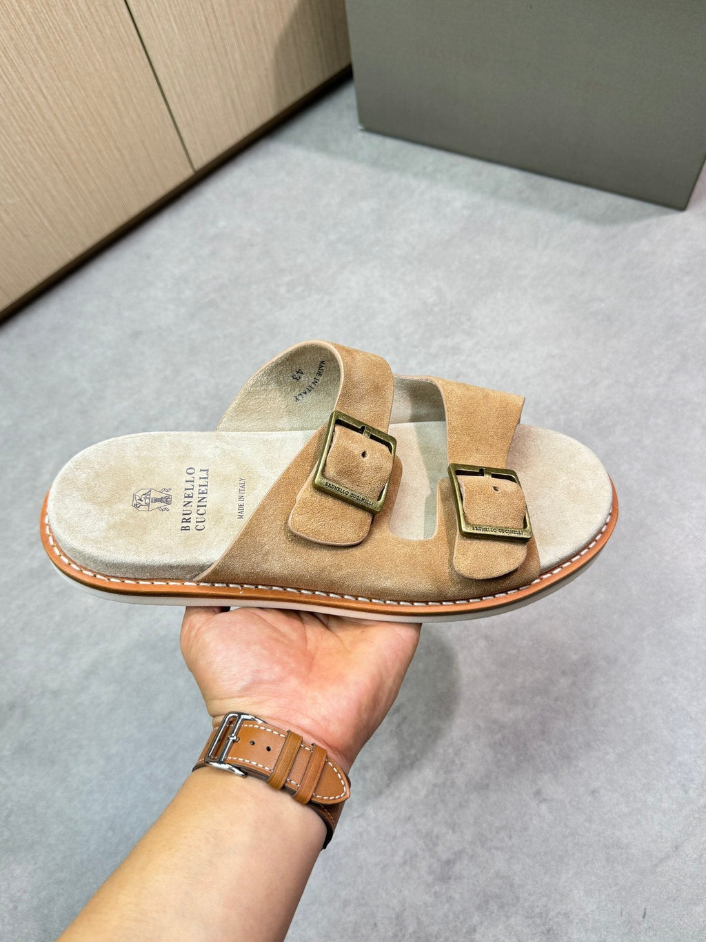 brunello 25ss leather slippers