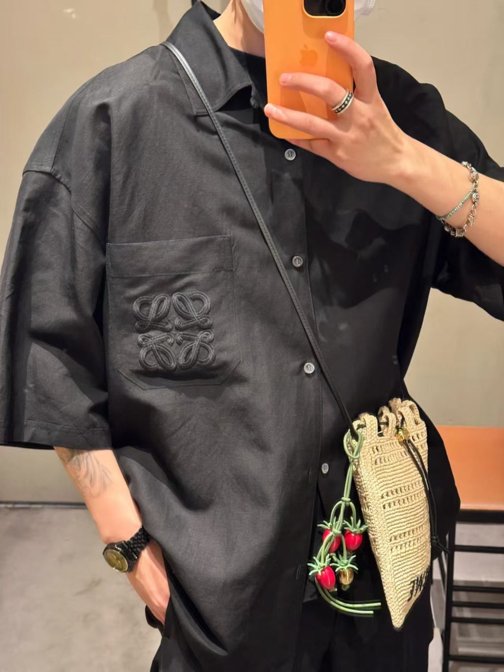 Loe 25ss anagram linen shirt