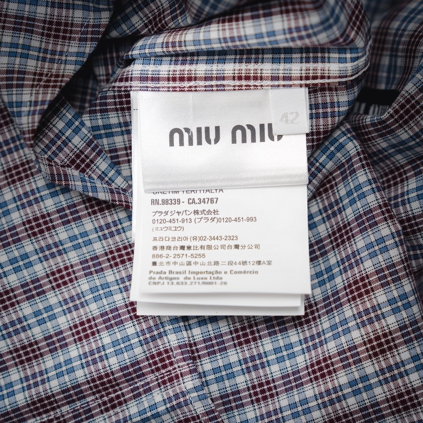 Miu 25ss plaid shirt