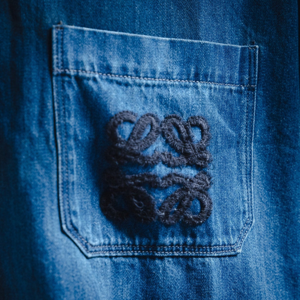 Loe 25ss embroidered denim shirt