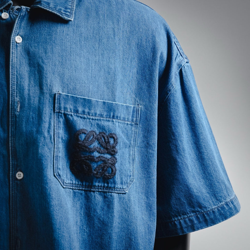 Loe 25ss embroidered denim shirt