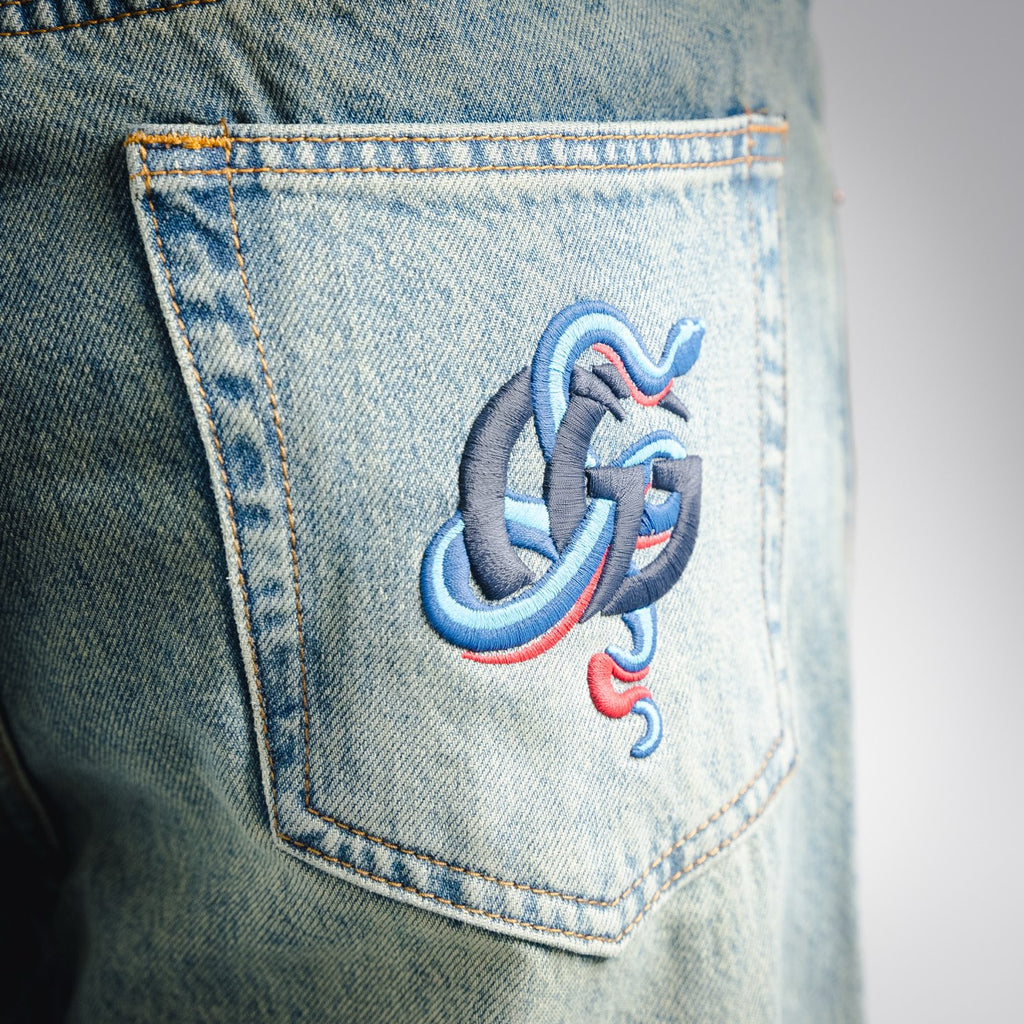 Guc 25fw embroidered jeans