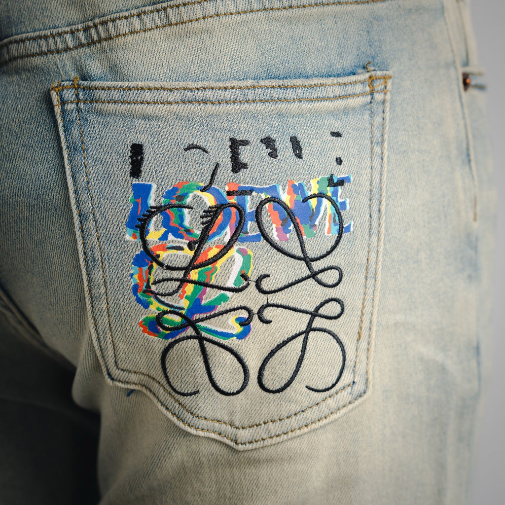 Loe 25fw embroidered jeans